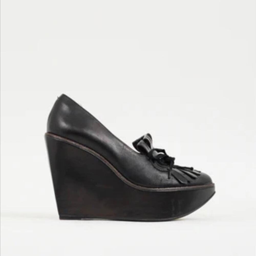 Robert Clergerie Fringe Platform Wedges - Picture 2 of 11